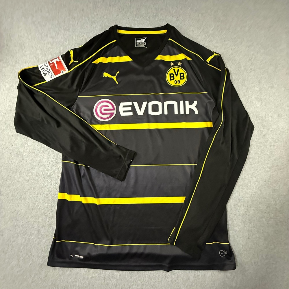 Puma Borussia Dortmund BVB Reus 11 Away Jersey Long Sleeve Black Yellow Large